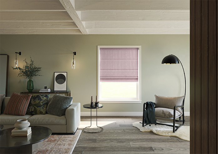 Delicate Chevron, Maroon - Motorised Roman Blind - Image 8